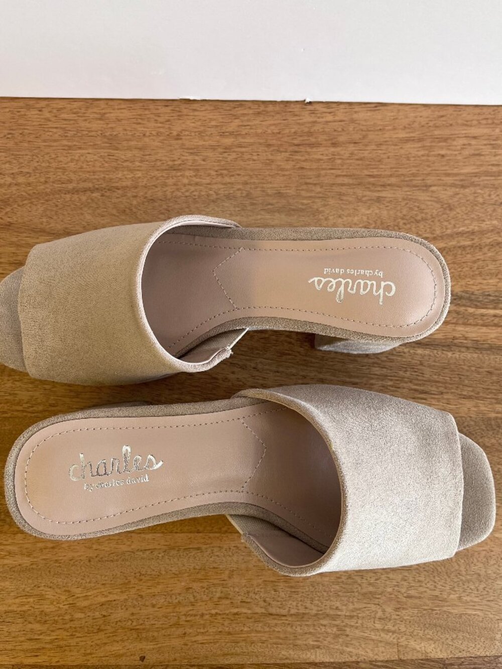 Charles by Charles David Elyse Platform Taupe Vegan Suede Sandal Mule Slide 5.5 - Picture 7 of 11